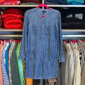 Banana Republic chambray long Rolland sleeve 4 pocket shirt dress size 0